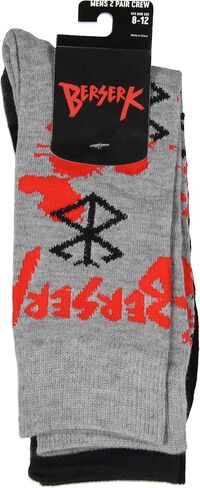 Berserk Men's Guts Symbol Anime Manga Adult Knit Crew Socks 2 Pair Fits Shoe sizes 8-12 in Saudi Arabia
