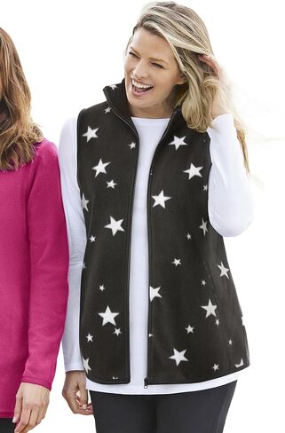 امرأة ضمن زائد الحجم zip-pront microfleece سترة طواف طويلة الصوف in Kuwait