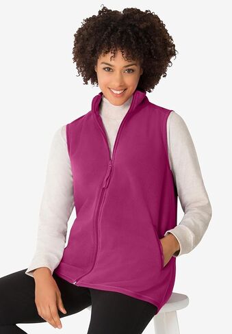 امرأة ضمن زائد الحجم zip-pront microfleece سترة طواف طويلة الصوف in Kuwait
