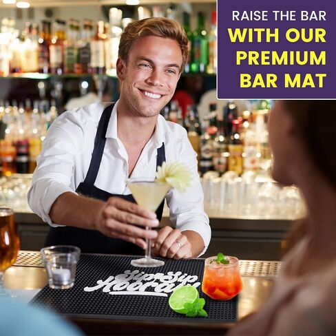 Premium Rubber Bar Mat 18" X 12" 1cm Thick Anti-Skid Non-Toxic Rubber Bar Mats for Countertop, Home Bar, Restaurants - Best Bar Spill Mat for You in Saudi Arabia