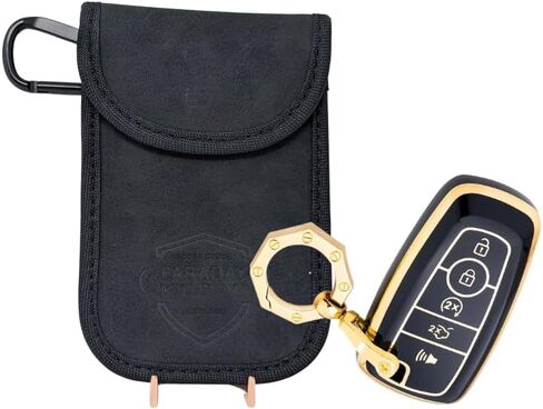 Turo Vehicle Rental or Personal Vehicle Anti-Theft Suede Faraday Case with X2 Shielding + Foil Box, Black in Saudi Arabia