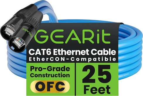 GearIT CAT6 Ethernet Cable, EtherCON-Compatible (100 Feet) RJ45 Connectors for Pro Audio, Aluminum Shielded, Oxygen Free Copper - 6 ft. - Blue in Saudi Arabia