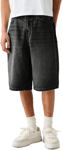 Kinghua Mens Baggy Jean Shorts Casual Loose Fit Hip Hop Skater Knee Length Denim Shorts in Saudi Arabia