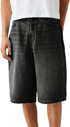 Kinghua Mens Baggy Jean Shorts Casual Loose Fit Hip Hop Skater Knee Length Denim Shorts in Saudi Arabia