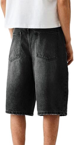 Kinghua Mens Baggy Jean Shorts Casual Loose Fit Hip Hop Skater Knee Length Denim Shorts in Saudi Arabia