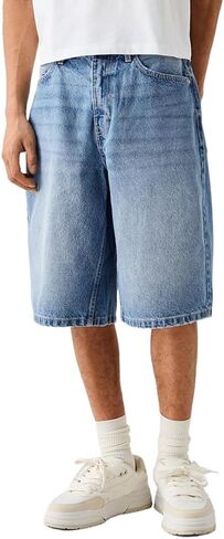 Kinghua Mens Baggy Jean Shorts Casual Loose Fit Hip Hop Skater Knee Length Denim Shorts in Saudi Arabia