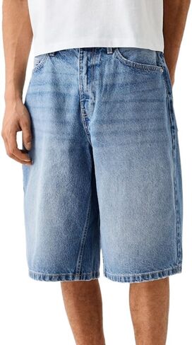 Kinghua Mens Baggy Jean Shorts Casual Loose Fit Hip Hop Skater Knee Length Denim Shorts in Saudi Arabia