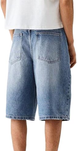 Kinghua Mens Baggy Jean Shorts Casual Loose Fit Hip Hop Skater Knee Length Denim Shorts in Saudi Arabia