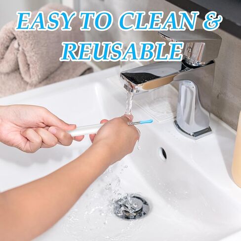 60PCS Ear Camera Replacement Tips, Silicone Suear Replacement Tips for Wet/Dry Ear Cleaning, Ears Cleaner Tip, for Teens and Adults Ears Removal Endoscope, Blue in Kuwait