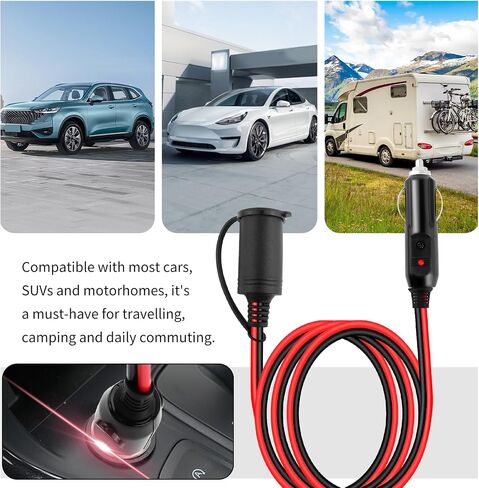 كابل امتداد ولاعة سجائر 3 قدم ، كابل امتداد 12 فولت مع مؤشر LED ، 16AWG سيارات سجائر الأخف وزنا وملحقات السيارات لشاحن هاتف السيارة ، مشغل أقراص مضغوطة ، عاكس الطاقة in Saudi Arabia
