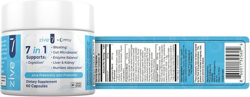 Zive 7 | Digestive Support Formula | 60 Capsules | Probiotic, Fiber & Herb Blend | Supports Digestion, Gut Health & Nutrient Absorption | Made in The USA in Saudi Arabia