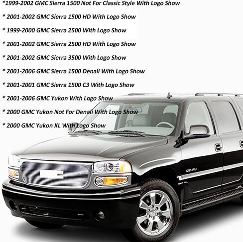 متوافق مع 1999-2002 GMC Sierra 1500 2500 2001-2006 GMC Yukon Billet Grille Insert Chrome 2003 04 05 in Saudi Arabia