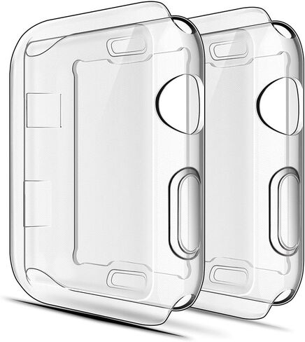 حافظة حماية شاشة ناعمة من Simpeak متوافقة مع ساعة Apple Watch 38mm Series 2 Series 3، عبوة من قطعتين، من جميع النواحي، أسود+أسود in Saudi Arabia
