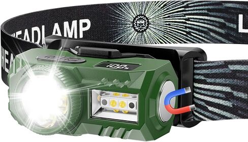 Headlamp Flashlight, Ultra-Light LED Rechargeable Headlight with White Red Light, Waterproof Motion Sensor Head Lamp, 6 Mode for Outdoor Camping Running Hiking Fishing (Black) in Saudi Arabia