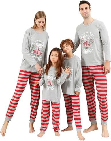 VNVNE Christmas Pajamas for Family Matching Sets Cute Christmas Printed Sleepwear Holiday Xmas PJs for/Women/Men/Couples in Kuwait