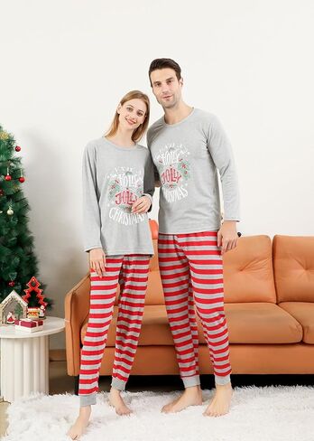 VNVNE Christmas Pajamas for Family Matching Sets Cute Christmas Printed Sleepwear Holiday Xmas PJs for/Women/Men/Couples in Kuwait