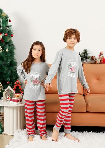 VNVNE Christmas Pajamas for Family Matching Sets Cute Christmas Printed Sleepwear Holiday Xmas PJs for/Women/Men/Couples in Kuwait