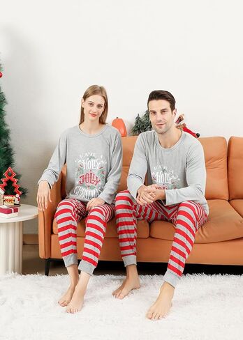 VNVNE Christmas Pajamas for Family Matching Sets Cute Christmas Printed Sleepwear Holiday Xmas PJs for/Women/Men/Couples in Kuwait