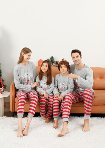 VNVNE Christmas Pajamas for Family Matching Sets Cute Christmas Printed Sleepwear Holiday Xmas PJs for/Women/Men/Couples in Kuwait