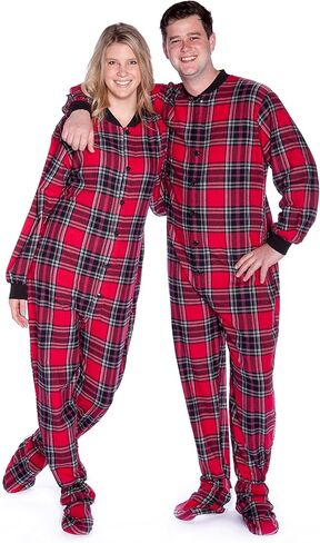 BIG FEET PAJAMA CO. Plaid Cotton Flannel Adult Footie Pajamas Onesie Men and Women in Saudi Arabia