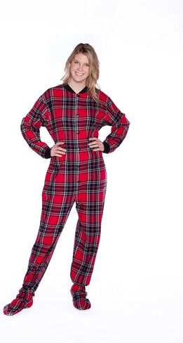 BIG FEET PAJAMA CO. Plaid Cotton Flannel Adult Footie Pajamas Onesie Men and Women in Saudi Arabia