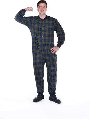 BIG FEET PAJAMA CO. Plaid Cotton Flannel Adult Footie Pajamas Onesie Men and Women in Saudi Arabia