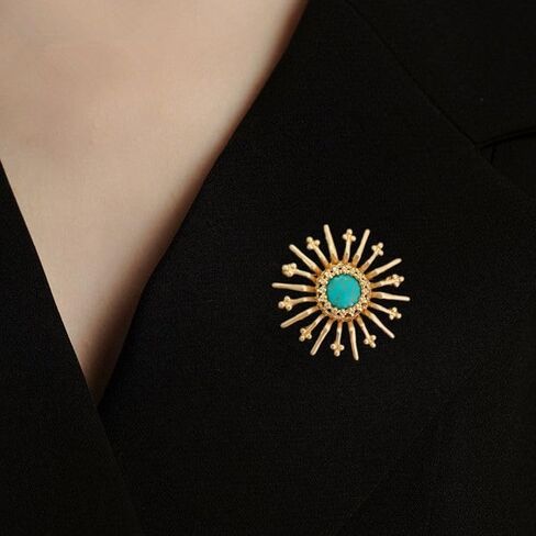 Gold Sun Brooch Pins for Women Suit Dress Collar Costume Broach Jewelry Accessorices Yellow Brooches for Men Birthday Holiday Fashion Jewelry in Kuwait