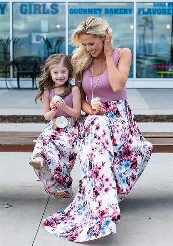 BOFETA Family Matching Dress Holiday Summer Printed Dress Floral Beach Cute Long Dress in Saudi Arabia