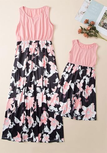 BOFETA Family Matching Dress Holiday Summer Printed Dress Floral Beach Cute Long Dress in Saudi Arabia