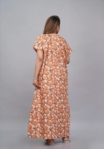Indian Nighty For Women – Soft Cotton Long Maxi Gown, Comfy Sleepwear & Nightwear With Side Pocket in Saudi Arabia