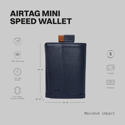 The Frenchie Co. Air Tag Speed Wallet Mini ، حامل بطاقة حظر RFID للغاية ، محفظة جيب أمامية الحد الأدنى للرجال والنساء ، مصنوعة من جلد إيطالي كامل الحبوب in Kuwait