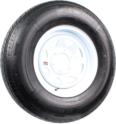 eCustomrim Radial Trailer Tire On Rim ST235/80R16 Load Range E 16" 6 Lug Spoke White Wheel - 6 Year Warranty w/Free Roadside in Saudi Arabia