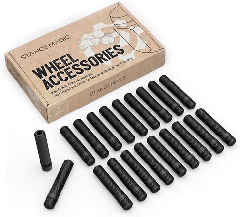 20pcs Extended Black Wheel Stud Conversion - 14x1.25 to 14x1.25, 92mm Total Length, 75mm Shank Length - Compatible with BMW Vehicles (Ensure Vehicle uses 14x1.25 Bolts) Screw Adapter in Kuwait
