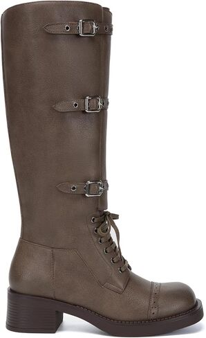 Athlefit للسيدات الركبتين عالية الأحذية عجل عجل ركوب Boots Boots Square Toe Lace Up مكتنزة منخفضة الكعب الجوارب in Kuwait
