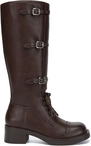 Athlefit للسيدات الركبتين عالية الأحذية عجل عجل ركوب Boots Boots Square Toe Lace Up مكتنزة منخفضة الكعب الجوارب in Kuwait