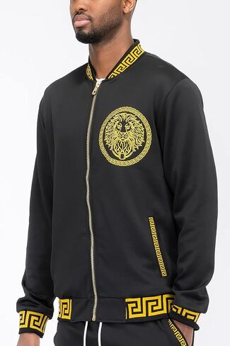 Weiv Mens Lion Head Aztec Status Track Jacket Casual Zip Up Jacket in Kuwait
