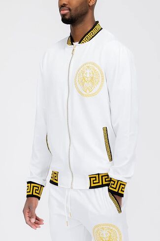 Weiv Mens Lion Head Aztec Status Track Jacket Casual Zip Up Jacket in Kuwait