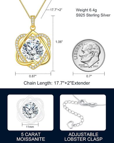 InfinityLove Heart Pendant Necklaces for Women, 2-5 Carat Moissanite Heart Necklace, Anniversary Birthday Christmas Valentine Engagements Mothers Day Jewelry for Wife Her Girlfriend Mom Daughter in Kuwait
