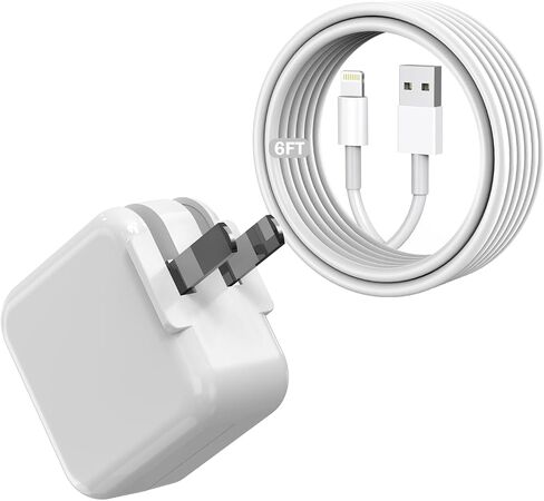 10FT Charger for iPad iPhone,2Pack USB Wall Charger,iPad iPhone Charger Fast Charging 12W Foldable Block with 10FT Long USB to Lightning Cable,Fast iPad Charger for iPhone, iPad, iPad Mini/Air,AirPods in Kuwait