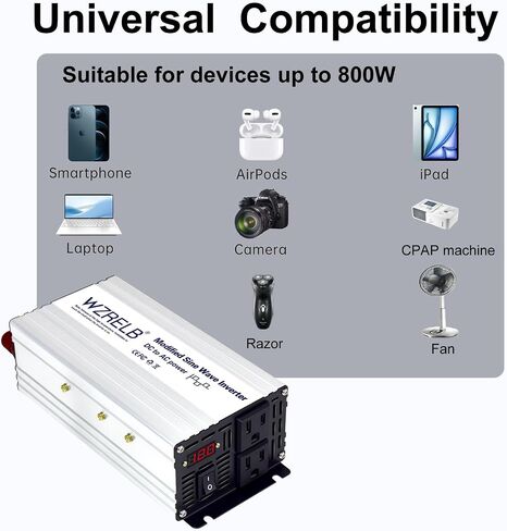 WZRELB 1200W Power Inverter 24V DC to 110V 120V AC,2400W Peak Modified Sine Wave Car Inverter with LED Display,Dual AC Outlets,Soft Starter,Off-Grid Power Converter with High Efficiency up to 90% in Saudi Arabia