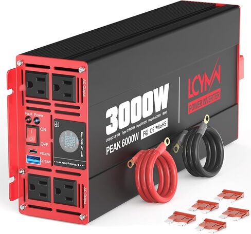 1500 Watt Power Inverter DC 12V to AC 110/120V with Dual Outlets USB-C 30W USB-QC 18W Fast Car Charger Adapter for Vehicles Home RV Car Truck Off-Grid Solar System Converter in Saudi Arabia