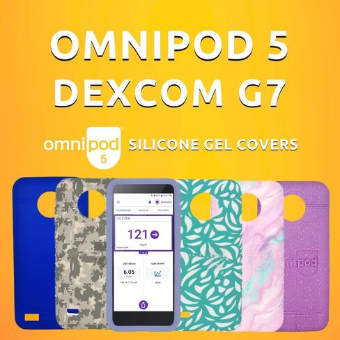 Omnipod 5 Gel Skin Case with Dexcom G7 cutout | PDM Protective Cover | Protect Omnipod 5| Diabetes Care(Teal/White) in Kuwait