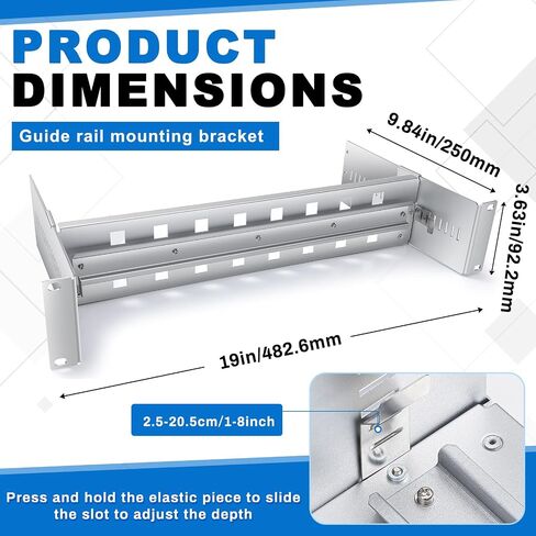 19 Inch Rack Mount DIN Rail Kit Aluminum Alloy Adjustable Rack Mount Rails Rack Mount Bracket for Industrial Media Converters Ethernet Switches Supplies DIN Rail Products, Black in Kuwait