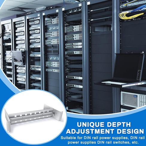 19 Inch Rack Mount DIN Rail Kit Aluminum Alloy Adjustable Rack Mount Rails Rack Mount Bracket for Industrial Media Converters Ethernet Switches Supplies DIN Rail Products, Black in Kuwait
