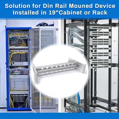 19 Inch Rack Mount DIN Rail Kit Aluminum Alloy Adjustable Rack Mount Rails Rack Mount Bracket for Industrial Media Converters Ethernet Switches Supplies DIN Rail Products, Black in Kuwait
