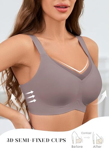 POSESHE Womens Wireless Bras V Mesh Comfortable Bralette Supportive Tshirt No Underwire Seamless Push Up Everyday Bra in Saudi Arabia