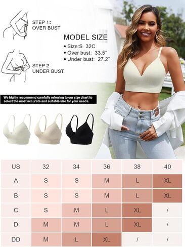 Bras for Women Padded Everyday Bras Bralettes Ribbed V Neck Bra in Saudi Arabia
