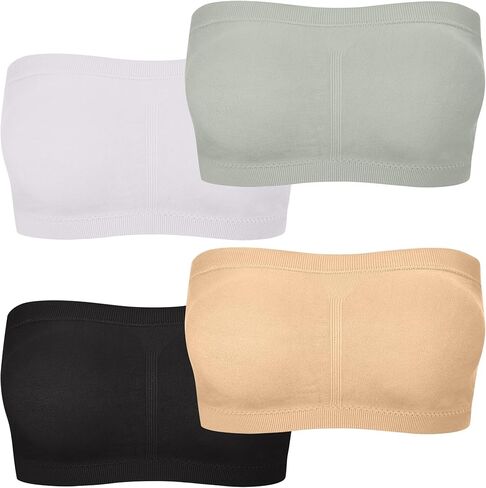 Strapless Bandeau Bras for Women - Wireless Seamless Padded Tube Top Bras Womens Strapless Bralette Full Coverage in Saudi Arabia