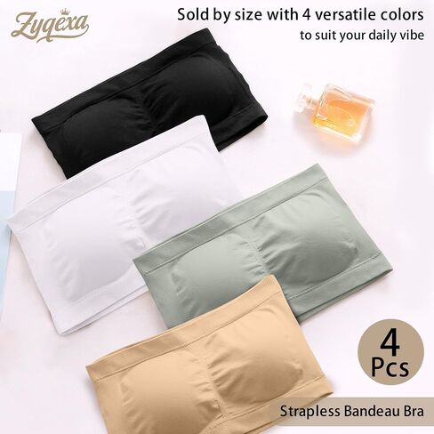 Strapless Bandeau Bras for Women - Wireless Seamless Padded Tube Top Bras Womens Strapless Bralette Full Coverage in Saudi Arabia