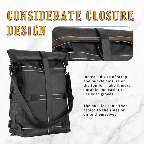 دراجة نارية Sissy Bar Bag Bag Backrest Luggage Bag 51L Lackpack Duffle Gear للقيام بجولة في رحلة التخييم في الهواء الطلق مع Raincover وحزام كتف واحد ، أسود in Kuwait